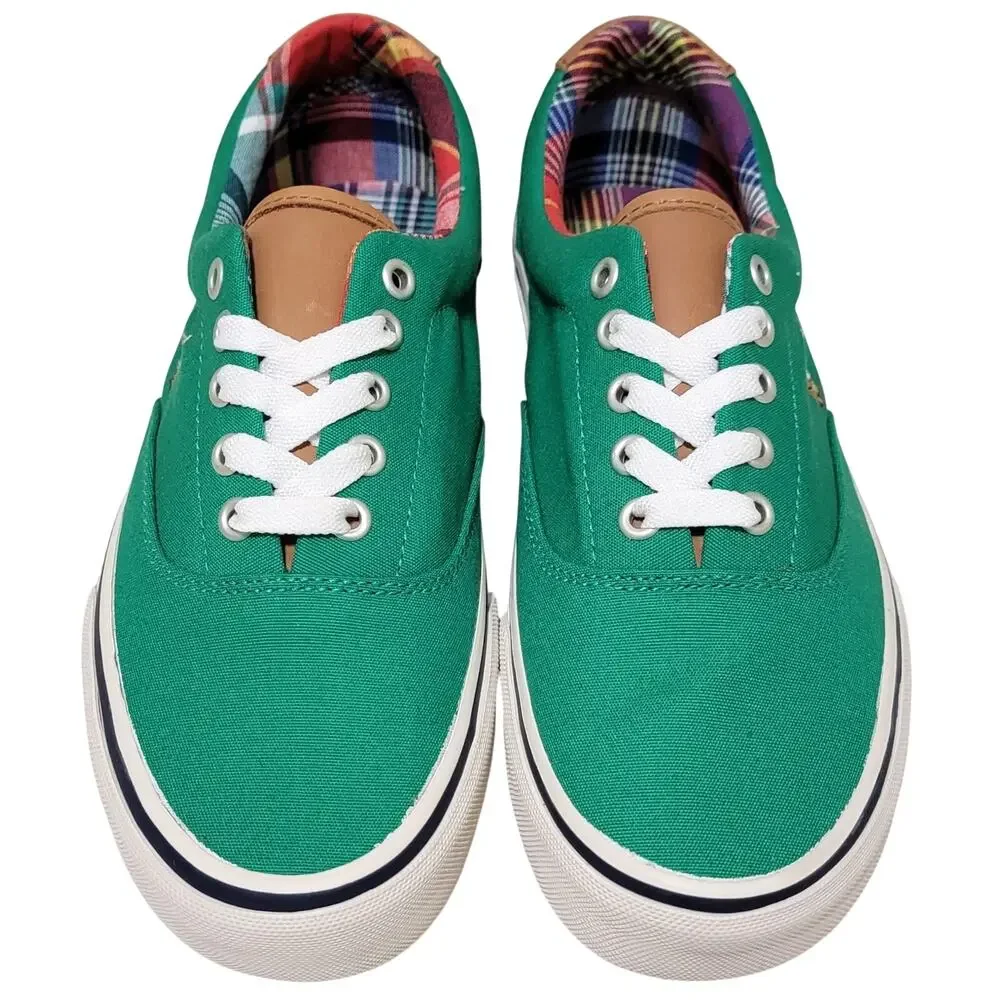 Polo Ralph Lauren Keaton Pony Low Top Sneaker Size US 7D Green Canvas